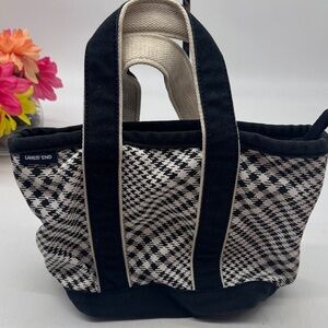 Lands' End Houndstooth Black and White Small Tote